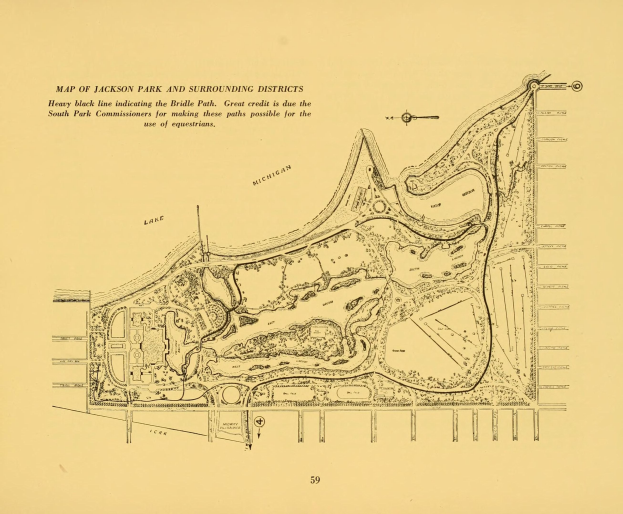 Detailierter alter Plan von Jackson Park und umliegenden Bezirken, der Straßen, Parks und andere Merkmale mit sichtbarem Text zeigt.