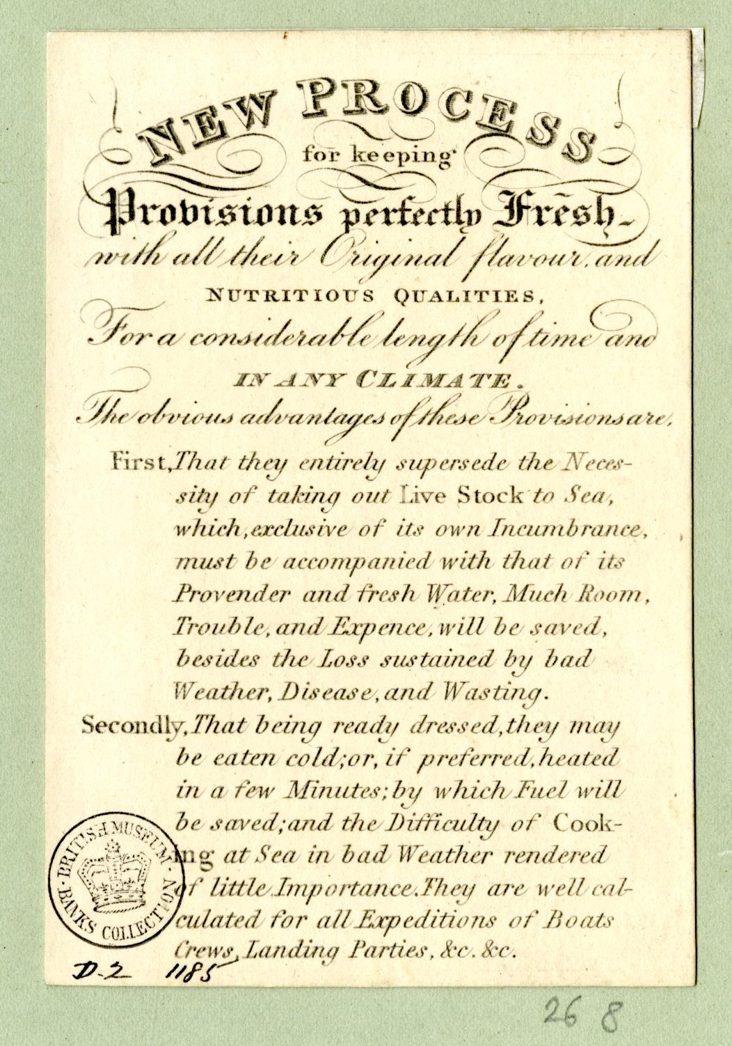 Papier mit gedrucktem Text mit der Überschrift "Neues Verfahren zur perfekten Frischhaltung von Probiotika" und einem Stempel auf der linken Seite.