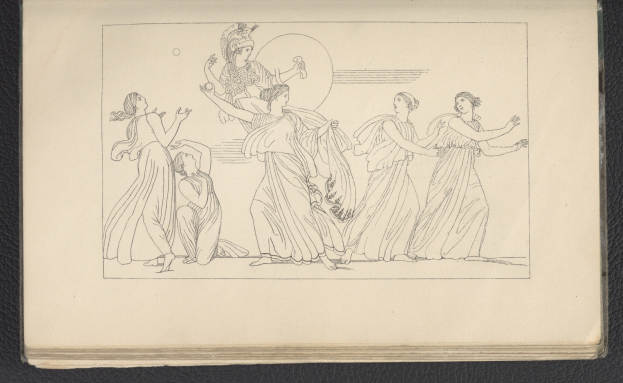 Ein Buchumschlag mit einer farbenfrohen Illustration einer Gruppe tanzender Frauen in energischen, synchronisierten Posen mit detaillierten Kleidung und Gesichtsmerkmalen.