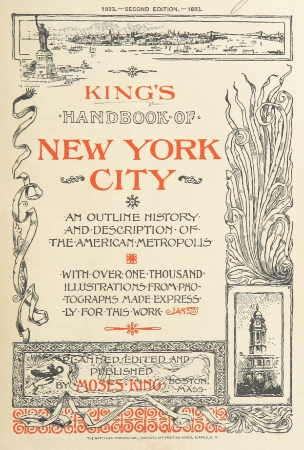 Ein Hardcover-Buch mit dem Titel 'Königs Handbuch von New York City' mit blauer Hülle und weißer fetter Schrift in der Mitte auf dem Cover und passender blauer Rückseite mit Titel und Autorenname.