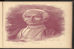 Porträt von Papst Johannes Paul II. in einer weißen Soutane und einem weißen Zylinder, der vor einem weißen Hintergrund steht und eine friedliche Miene hat.