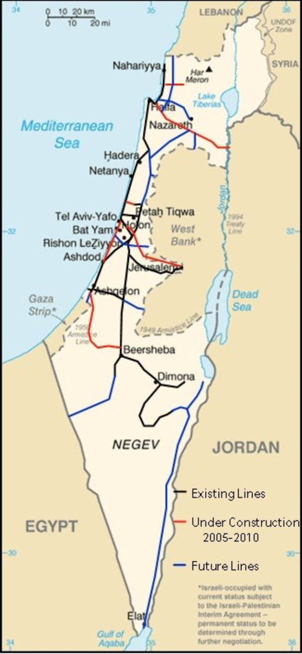 Detailierte Karte von Israel und Palästina mit Text und Linien, die das Ausmaß des Konflikts anzeigen, sowie Städte, Flüsse und geografische Merkmale.