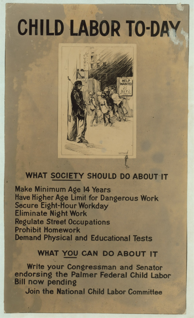 Plakat mit der Aufschrift "Kinderaertzte heute: Was die Gesellschaft dagegen tun sollte" mit einer Person im Anzug mit entschlossener Miene vor schwarzem Text auf einem weißen Hintergrund.