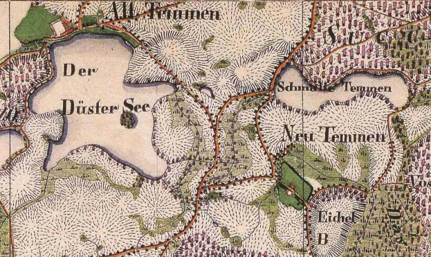 Ein detaillierter alter Stadtplan von Düsseldorf, Deutschland, der Straßen, Gebäude, Sehenswürdigkeiten und Text mit Informationen zur Bevölkerungszahl, Bevölkerungsdichte und Lage der Stadt zeigt.