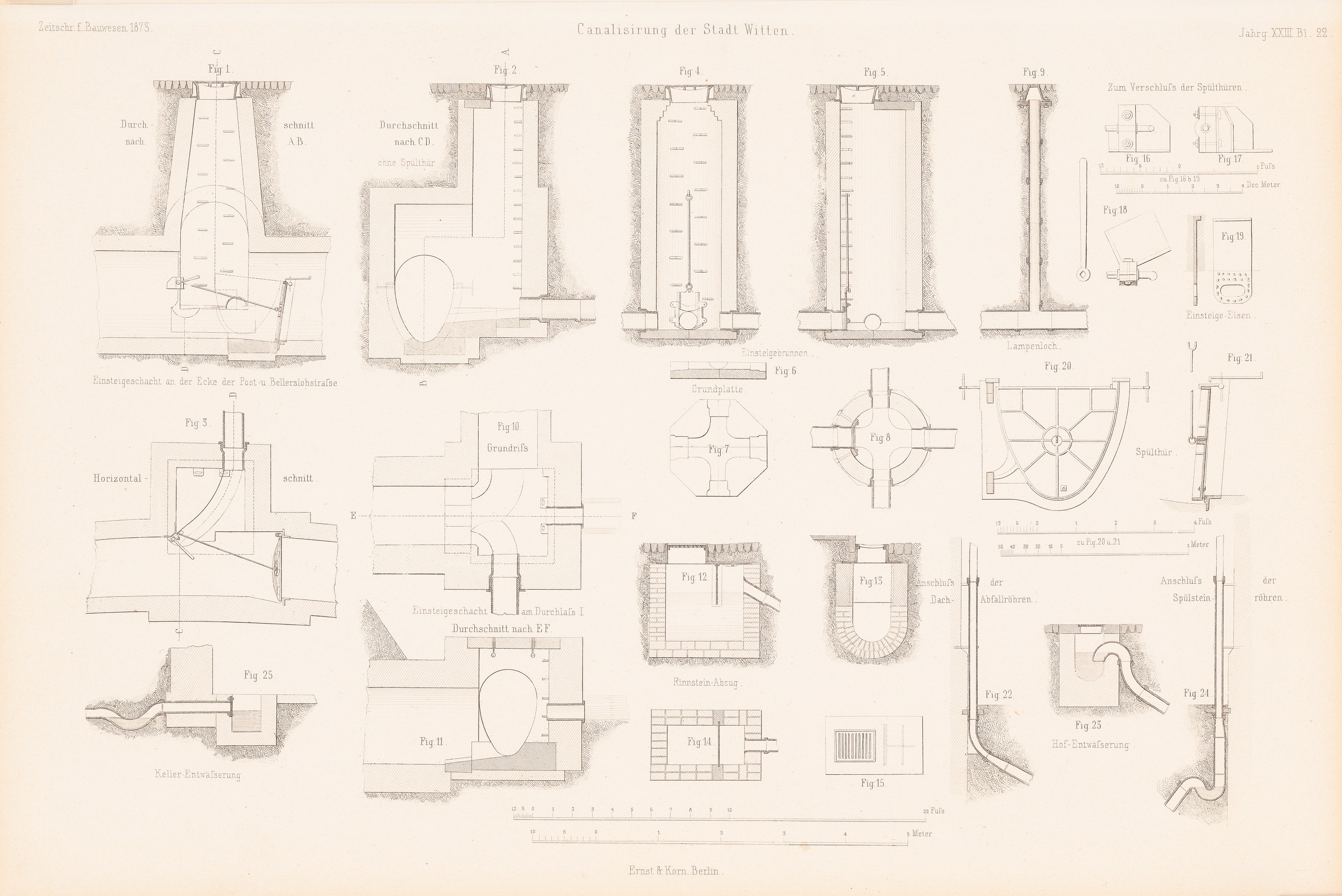 Ausführliches technisches Zeichnung von verschiedenen Rohren und Ventilen aus einer Buchseite, begleitet von erläuterndem Text.