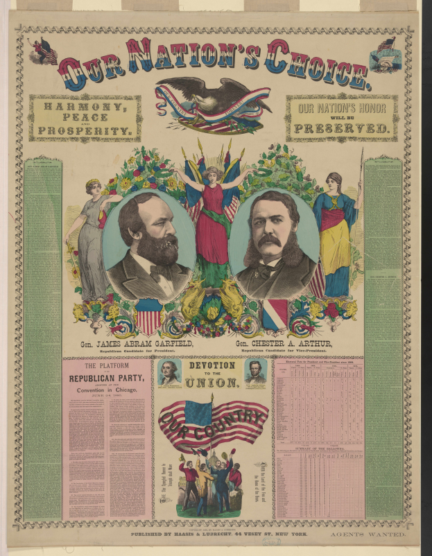 Ein Plakat mit Bildern von verschiedenen Menschen und Text, der Harmonie, Frieden und Wohlstand als die Wahl der Nation bewirbt.