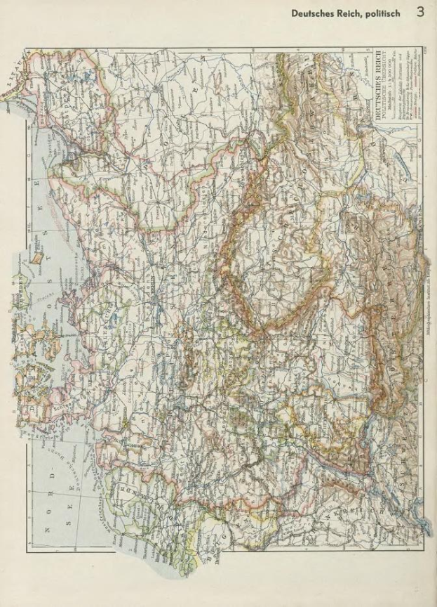 Altes 19. Jahrhundert-Karte von Deutschland, die politische Teilung zeigt, auf altem Papier gedruckt mit Text oben und unten.